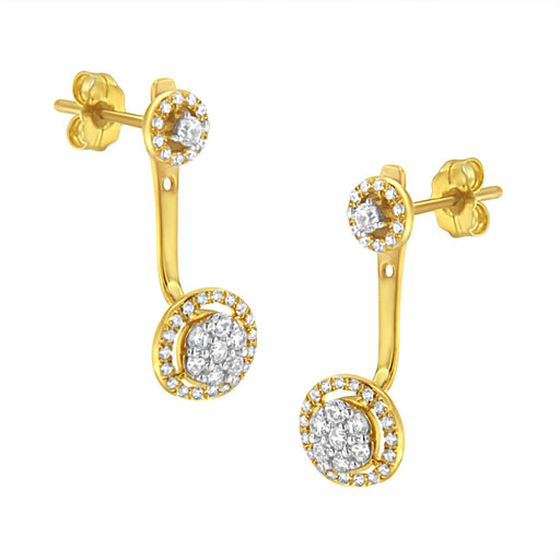 Bids.com 14K Yellow Gold Plated .925 Sterling Silver 5/8 Cttw Diamond Removable Stud and Dangle Earrings (I-J Color, I2-I3) Earrings White Smoke Yellow.Sterling Silver / 0.58