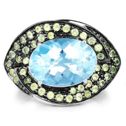 Bids.com 7.39 Carat Genuine Blue Topaz and Peridot .925 Sterling Silver Ring Rings White Smoke size 6.00,size 8.00,size 7.00,size 9.00
