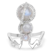 Bids.com 2.79 Carat Genuine Labradorite And White Topaz .925 Sterling Silver Ring Rings White Smoke size 7.00,size 6.00,size 8.00,size 9.00