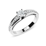 Bids.com 14K White Gold 1/2 Cttw Diamond Solitaire Pave Set Engagement Ring (G-H Color, VS2-SI1 Clarity) - Size 7 Rings White Smoke 7 / White.Gold