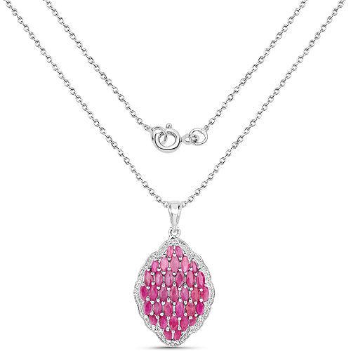 Bids.com 4.46 Carat Genuine Ruby .925 Sterling Silver Pendant Pendants White Smoke