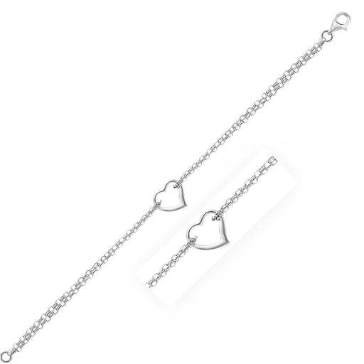 Bids.com 14k White Gold Cable Chain Anklet with Open Heart Station Accessories White Smoke 10 / White Gold