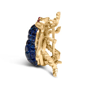 Bids.com 18K Yellow Gold 3/8 Cttw Diamond and 5 4/5 Cttw Blue Sapphire Bumblebee Brooch Pin (F-G Color, VS2-SI1 Clarity) Accessories White Smoke Yellow.Gold / 0.44