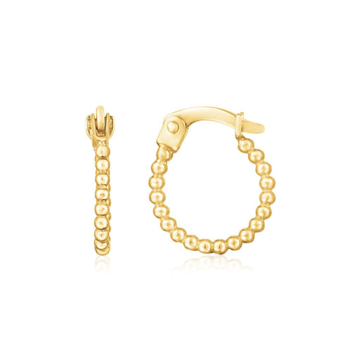 Bids.com 14K Yellow Gold Bead Hinged Hoop Earrings Earrings White Smoke Yellow Gold