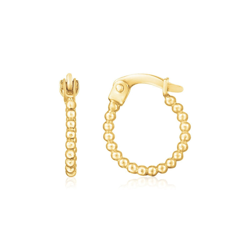 Bids.com 14K Yellow Gold Bead Hinged Hoop Earrings Earrings White Smoke Yellow Gold