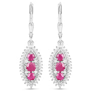 Bids.com 4.32 Carat Genuine Ruby and White Topaz .925 Sterling Silver 3 Piece Jewelry Set (Ring, Earrings, and Pendant w/ Chain) Jewelry Sets White Smoke size 7.00,size 6.00,size 8.00,size 5.00,size 9.00