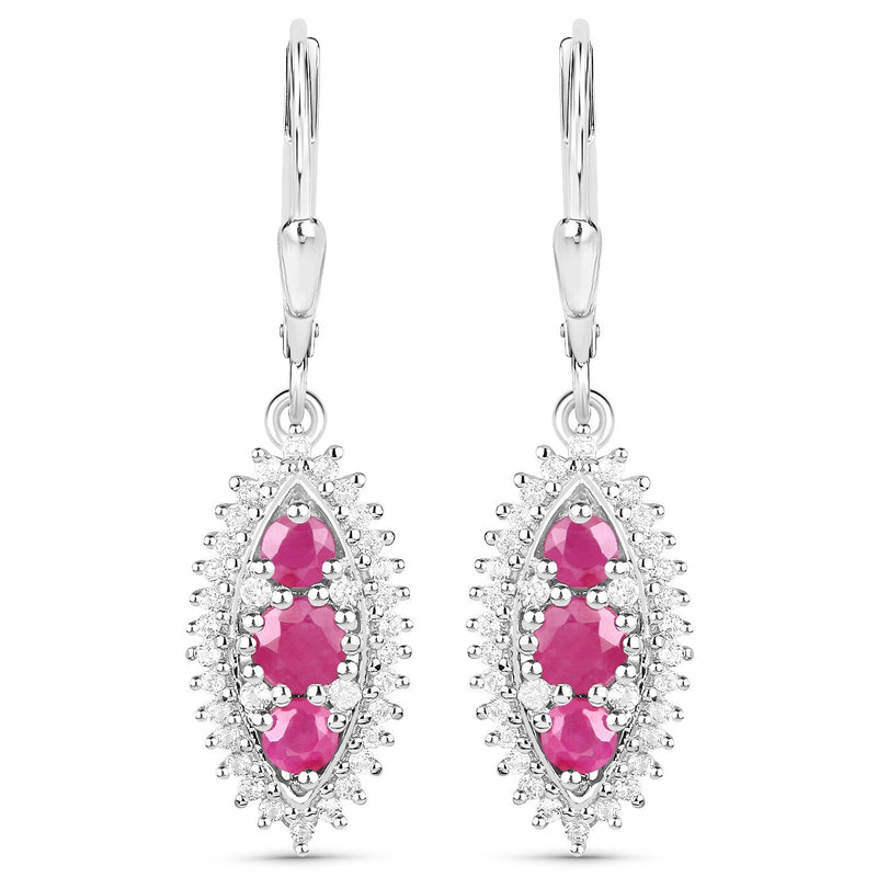 Bids.com 4.32 Carat Genuine Ruby and White Topaz .925 Sterling Silver 3 Piece Jewelry Set (Ring, Earrings, and Pendant w/ Chain) Jewelry Sets White Smoke size 7.00,size 6.00,size 8.00,size 5.00,size 9.00