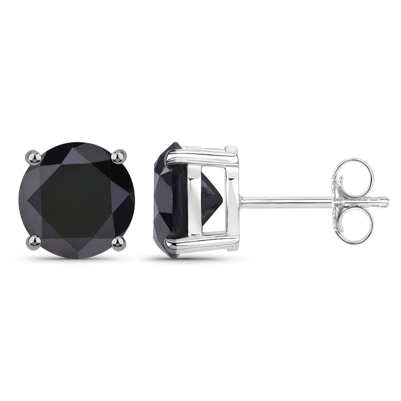 Bids.com 4.91 Carat Genuine Black Diamond 14K White Gold Earrings Earrings White Smoke