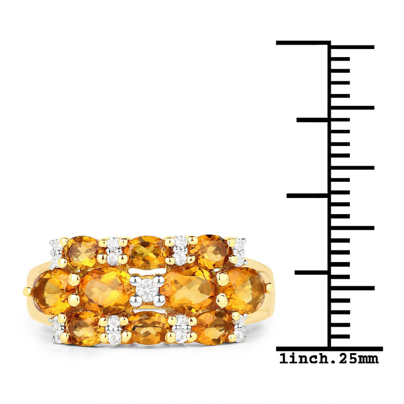 Bids.com 14K Yellow Gold Plated 2.48 Carat Genuine Citrine & White Topaz .925 Sterling Silver Ring Rings White Smoke size 7.00,size 6.00,size 8.00,size 9.00,size 5.00,size 8.50