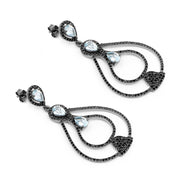 Bids.com 8.81 Carat Genuine Blue Topaz and Black Spinel .925 Sterling Silver Earrings Earrings White Smoke