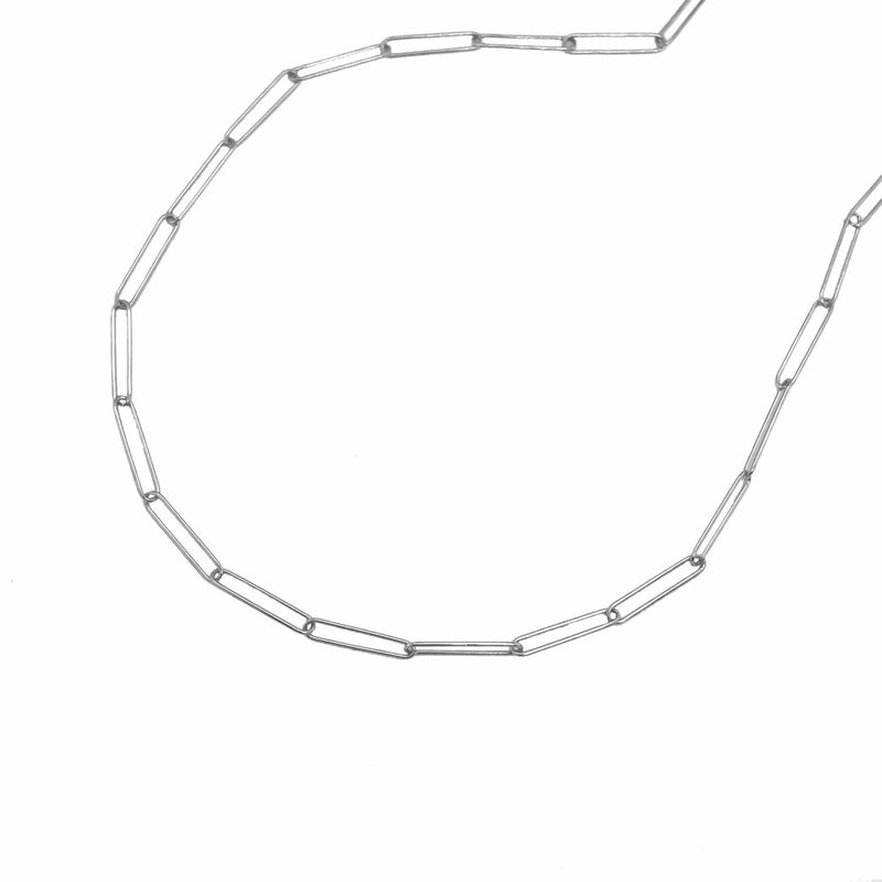 Bids.com 14k White Gold Wire Paperclip Chain (2.7mm) Necklaces White Smoke 18 / White Gold,24 / White Gold