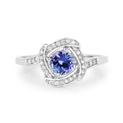 Bids.com 0.55 Carat Genuine Tanzanite and White Diamond 14K White Gold Ring Rings White Smoke size 5.00,size 6.00,size 7.00,size 8.00,size 9.00