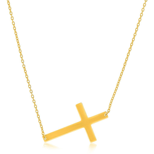 Bids.com 14k Yellow Gold Plain Cross Motif Necklace Necklaces White Smoke 18 / Yellow Gold