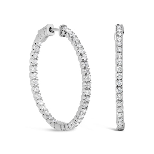 Bids.com 14K White Gold 1 3/4 Cttw Lab Grown Diamond Inside Out Hoop Earrings (G-H Color, VS2-SI1 Clarity) Earrings White Smoke White.Gold / 1.76