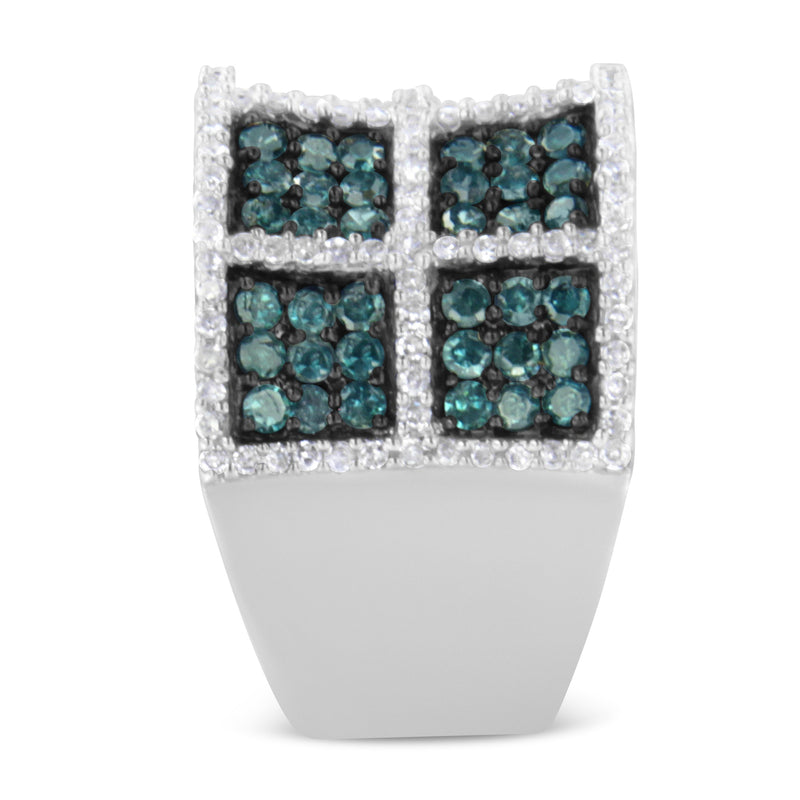Bids.com 14K White Gold White and Treated Blue Diamond Cocktail Ring (1 1/2 Cttw, H-I Color, I1-I2 Clarity) - Size 6 Rings Gray 7 / White.Gold,6 / White.Gold
