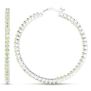 Bids.com 3.50 Carat Genuine Peridot .925 Sterling Silver Earrings Earrings White Smoke