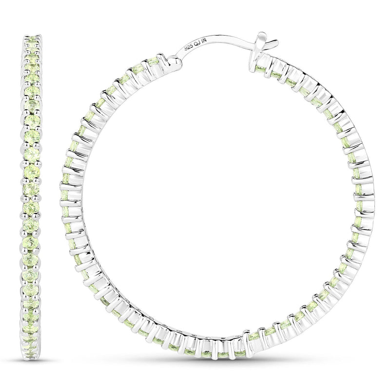 Bids.com 3.50 Carat Genuine Peridot .925 Sterling Silver Earrings Earrings White Smoke