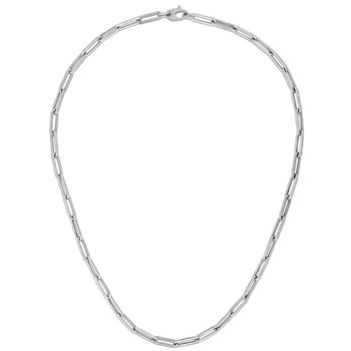Bids.com 14k White Gold Bold Paperclip Chain (4.2 mm) Necklaces White Smoke 18 / White Gold