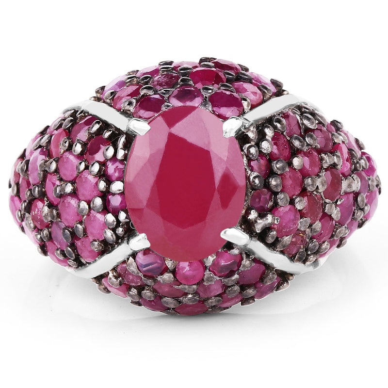 Bids.com 5.15 Carat Genuine Glass Filled Ruby & Ruby .925 Sterling Silver Ring Rings White Smoke size 6.00,size 7.00,size 8.00,size 9.00,size 5.00,size 10.00