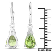 Bids.com 2.80 Carat Genuine Peridot and White Zircon .925 Sterling Silver Earrings Earrings White Smoke