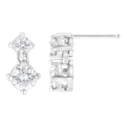 Bids.com 14K White Gold 1 cttw Double Diamond Stud Earrings (H-I Clarity, SI2-I1 Color) Earrings White Smoke White.Gold / 1