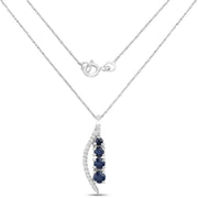 Bids.com 0.40 Carat Genuine Blue Sapphire and White Diamond 14K White Gold Pendant Pendants White Smoke