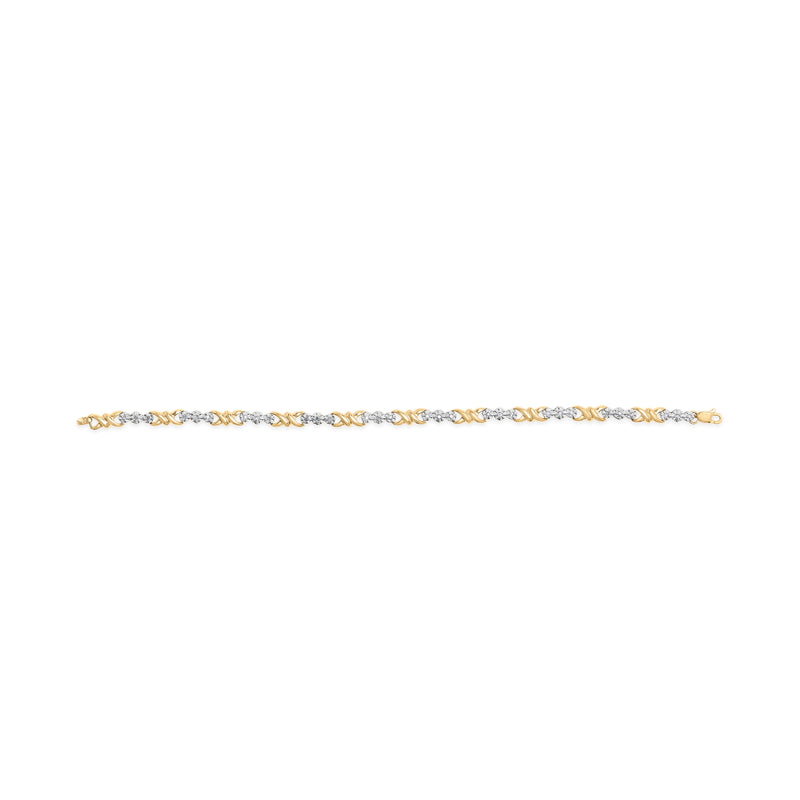 Bids.com 10k Yellow Gold 1/3 Cttw Diamond 3 Stone and X-Link Bracelet (I-J Color, I1-I2 Clarity) - 7.50" Inches Bracelets Light Gray Yellow.Gold / 7.5