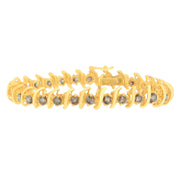 Bids.com 14K Yellow Gold Round-Cut Diamond 'S' Bracelet (6.00 cttw, Brown Color, I1-I2 Clarity) Bracelets White Smoke Yellow.Gold / 7