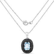 Bids.com 6.70 Carat Genuine Blue Topaz and Black Spinel .925 Sterling Silver Pendant Pendants White Smoke