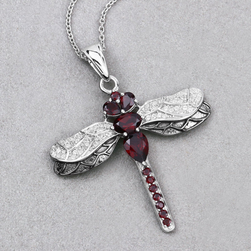 Bids.com 2.29 Carat Genuine Garnet and White Topaz .925 Sterling Silver Pendant Pendants Gray size 18.00