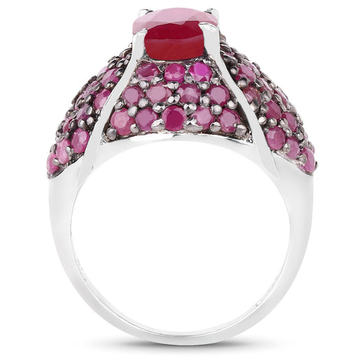 Bids.com 5.15 Carat Genuine Glass Filled Ruby & Ruby .925 Sterling Silver Ring Rings White Smoke size 6.00,size 7.00,size 8.00,size 9.00,size 5.00,size 10.00