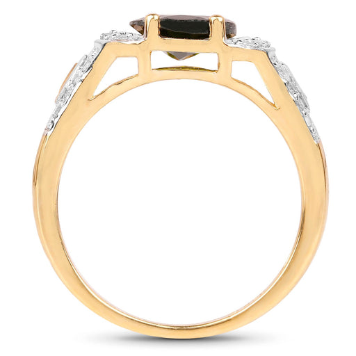 Bids.com 18K Yellow Gold Plated 2.79 Carat Genuine Chrome Diopside & White Topaz .925 Sterling Silver Ring Rings White Smoke size 5.00,size 6.00,size 7.00,size 8.00,size 9.00,size 10.00