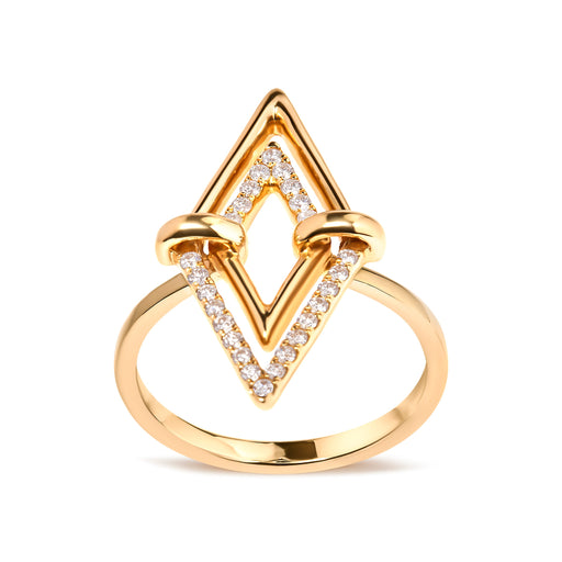 Bids.com 14K Yellow Gold 1/5 Cttw Diamond Double Triangle Ring (G-H Color, SI1-SI2 Clarity) - Size 7 Rings White Smoke 7 / Yellow.Gold