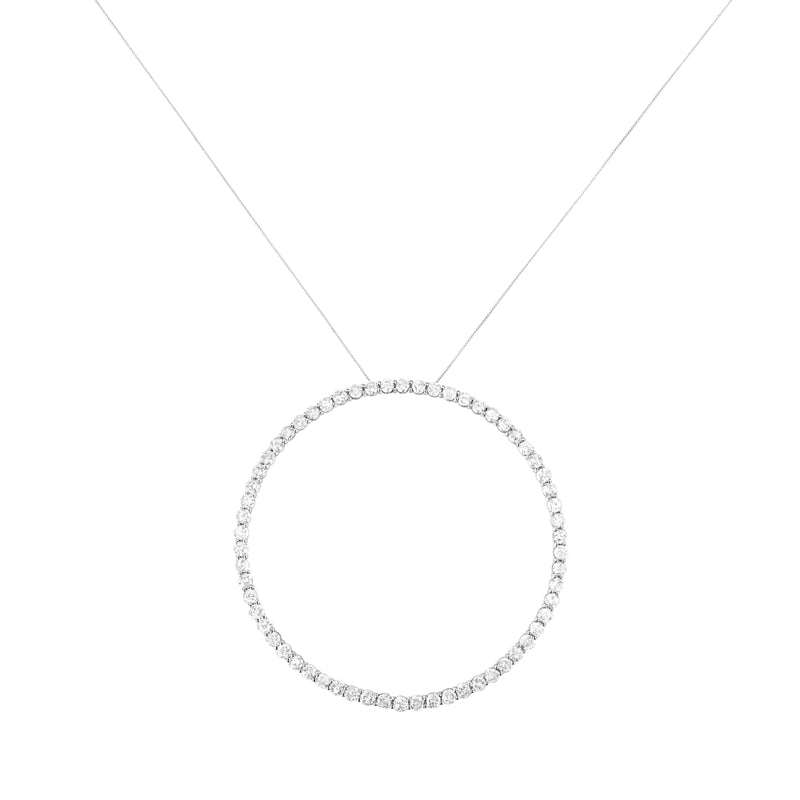 Bids.com .925 Sterling Silver 5.0 Cttw Prong Set Round-cut Diamond Open Circle Hoop 18" Pendant Necklace (I-J Color, I2-I3 Clarity) Necklaces White Smoke White.Sterling Silver / 18