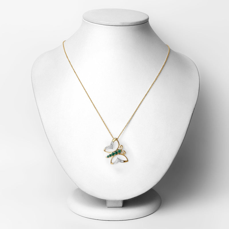 Bids.com 0.51 Carat Genuine Emerald and White Zircon .925 Sterling Silver Necklace Necklaces White Smoke