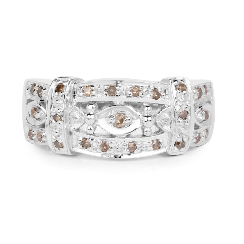 Bids.com 0.32 Carat Genuine Champagne Diamond .925 Sterling Silver Ring Rings Light Gray size 7.00,size 6.00,size 8.00,size 9.00