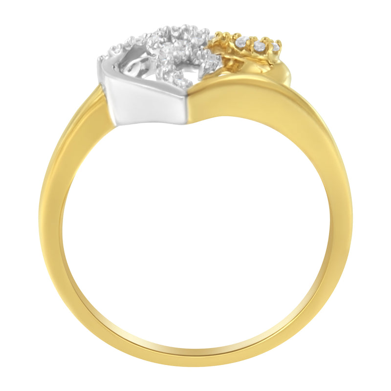 Bids.com 10K Two-Toned Gold Diamond Heart Shape Cluster Ring (1/6 Cttw, H-I Color, I1-I2 Clarity) - Size 6 Rings White Smoke 7 / YellowWhite.Gold,8.5 / YellowWhite.Gold,8 / YellowWhite.Gold,7.5 / YellowWhite.Gold,7.25 / YellowWhite.Gold,6.5 / YellowWhite.Gold,6 / YellowWhite.Gold