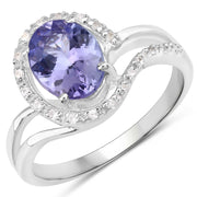 Bids.com 1.82 Carat Genuine Tanzanite and White Zircon .925 Sterling Silver Ring Rings White Smoke size 6.50,size 5.00,size 6.00,size 7.00,size 8.00,size 9.00