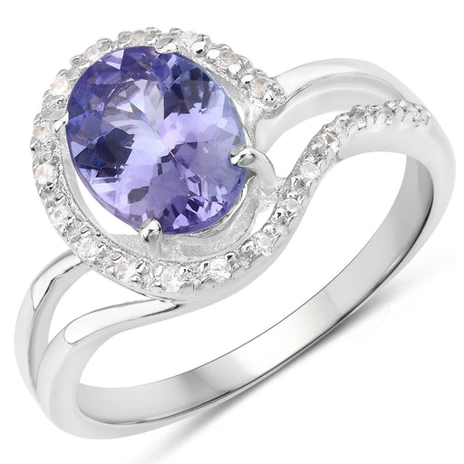 Bids.com 1.82 Carat Genuine Tanzanite and White Zircon .925 Sterling Silver Ring Rings White Smoke size 6.50,size 5.00,size 6.00,size 7.00,size 8.00,size 9.00