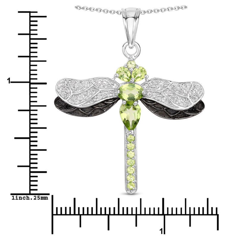 Bids.com 1.98 Carat Genuine Peridot and White Topaz .925 Sterling Silver Pendant Pendants White Smoke size 18.00