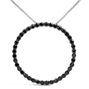 Bids.com .925 Sterling Silver 4.0 Cttw Black Diamond Open Hoop Circle 18" Pendant Necklace (Black Color, I2-I3 Clarity) Necklaces White Smoke White.Sterling Silver / 18 / 4,White.Sterling Silver / 18 / 5,White.Sterling Silver / 18 / 1,White.Sterling Silver / 18 / 2