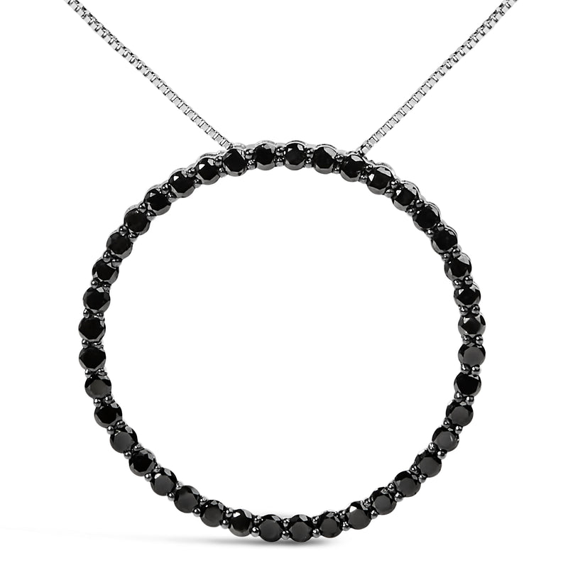Bids.com .925 Sterling Silver 4.0 Cttw Black Diamond Open Hoop Circle 18" Pendant Necklace (Black Color, I2-I3 Clarity) Necklaces White Smoke White.Sterling Silver / 18 / 4,White.Sterling Silver / 18 / 5,White.Sterling Silver / 18 / 1,White.Sterling Silver / 18 / 2