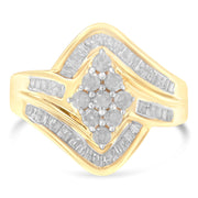 Bids.com 10K Yellow Gold Diamond Bypass Cluster Ring (1 Cttw, I-J Color, I2-I3 Clarity) - Size 7 Rings White Smoke 6 / Yellow.Gold,6.5 / Yellow.Gold,7.5 / Yellow.Gold,8 / Yellow.Gold,7 / Yellow.Gold