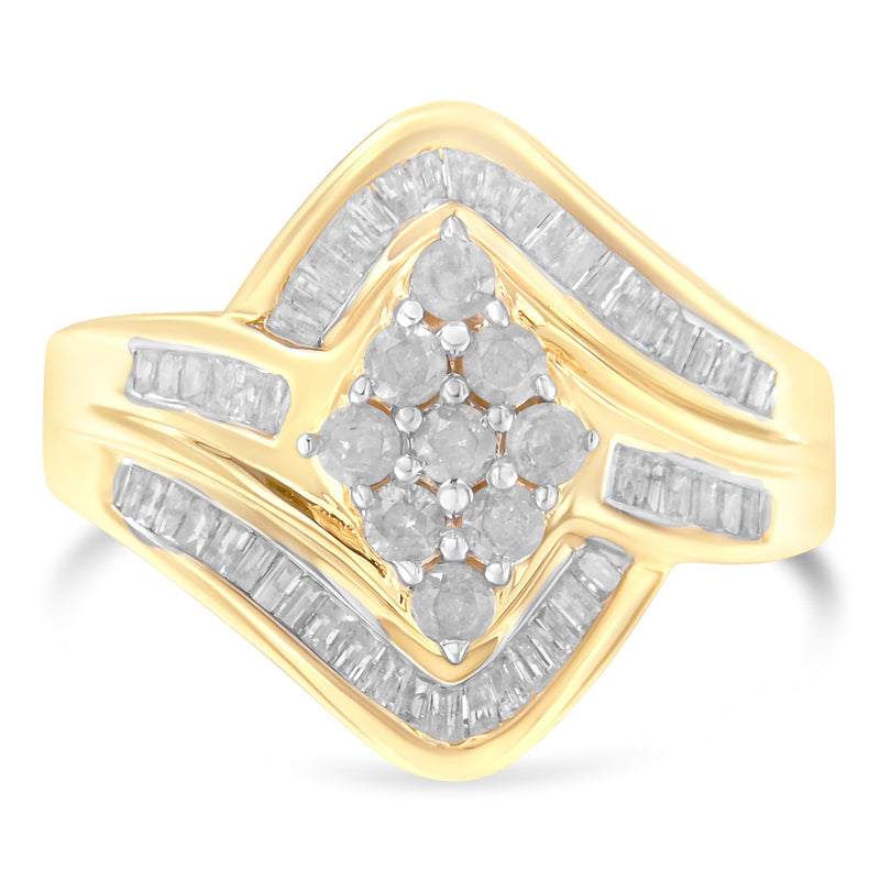 Bids.com 10K Yellow Gold Diamond Bypass Cluster Ring (1 Cttw, I-J Color, I2-I3 Clarity) - Size 7 Rings White Smoke 6 / Yellow.Gold,6.5 / Yellow.Gold,7.5 / Yellow.Gold,8 / Yellow.Gold,7 / Yellow.Gold