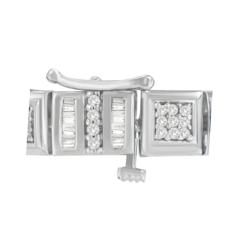Bids.com 10K White Gold Round and Baguette Cut Diamond Bracelet (2.00 cttw, H-I Color, I2-I3 Clarity) Bracelets White Smoke White.Gold / 7