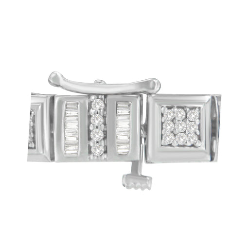 Bids.com 10K White Gold Round and Baguette Cut Diamond Bracelet (2.00 cttw, H-I Color, I2-I3 Clarity) Bracelets White Smoke White.Gold / 7