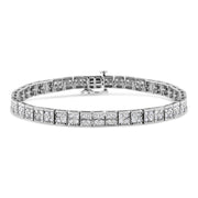 Bids.com .925 Sterling Silver 2 Cttw Prong Set Round-Cut Diamond 4 Stone Box Link Bracelet (I-J Color, I3 Clarity) - 7.25" Bracelets White Smoke White.Sterling Silver / 7.25