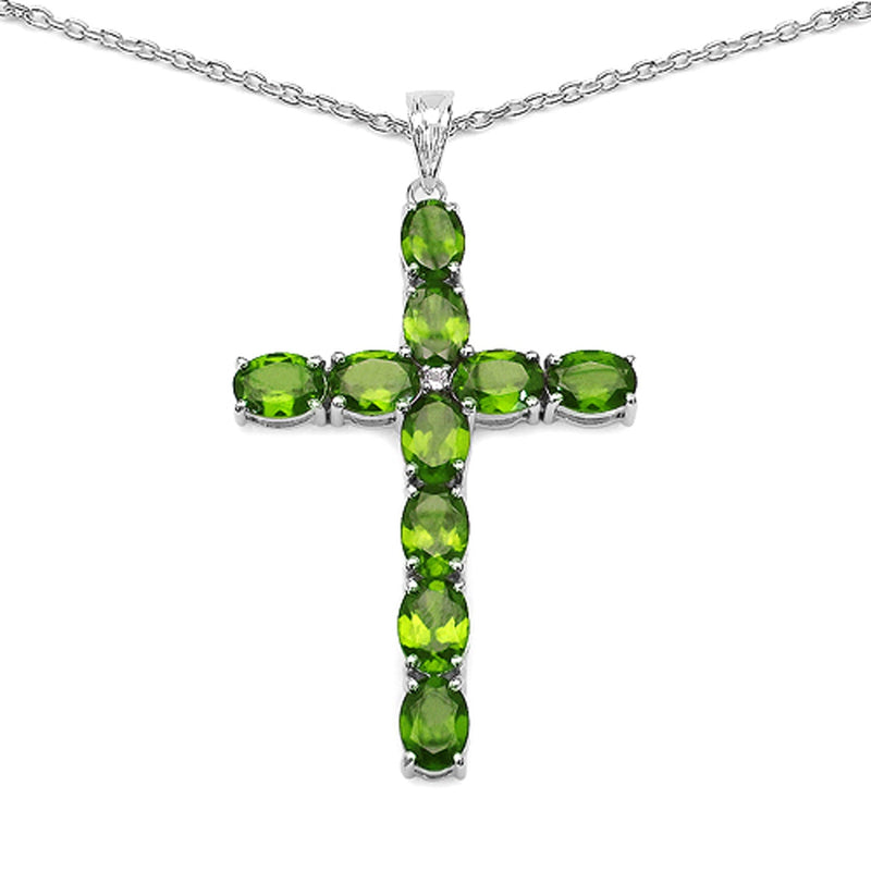 Bids.com 8.32 Carat Genuine Peridot and White Topaz .925 Sterling Silver Pendant Pendants White Smoke