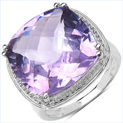 Bids.com 11.93 Carat Genuine Amethyst .925 Sterling Silver Ring Rings White Smoke size 6.00,size 7.00,size 8.00,size 9.00