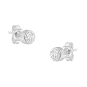 Bids.com 10K White Gold 1/5 Cttw Round Brilliant-Cut Near Colorless Diamond Bezel-Set Stud Earrings (H-I Color, I1-I2 Clarity) Earrings White Smoke Yellow.Gold,White.Gold,10k Yellow Gold